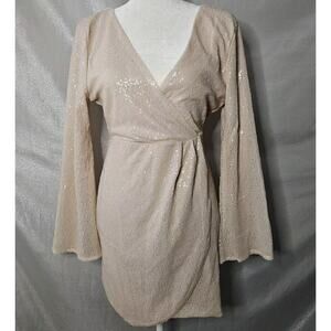 AKIRA Chicago Black Label Champagne Sequin Dress Sz Large Nude